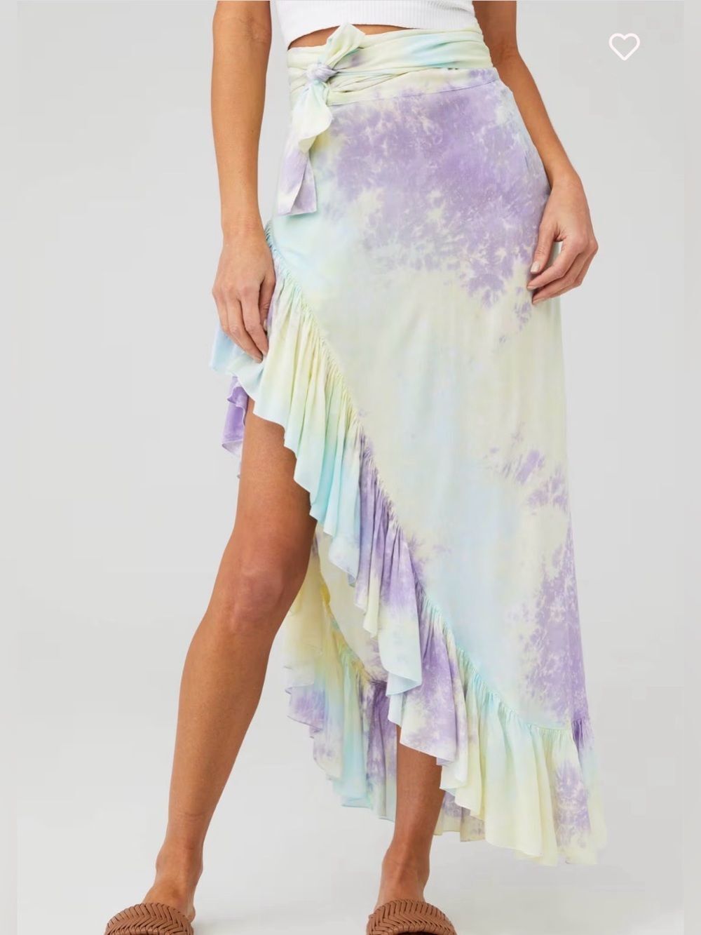 Tiare Hawaii Women's Tulip Wrap Skirt in Aqua Yellow Violet Smoke Tie Dye- Small